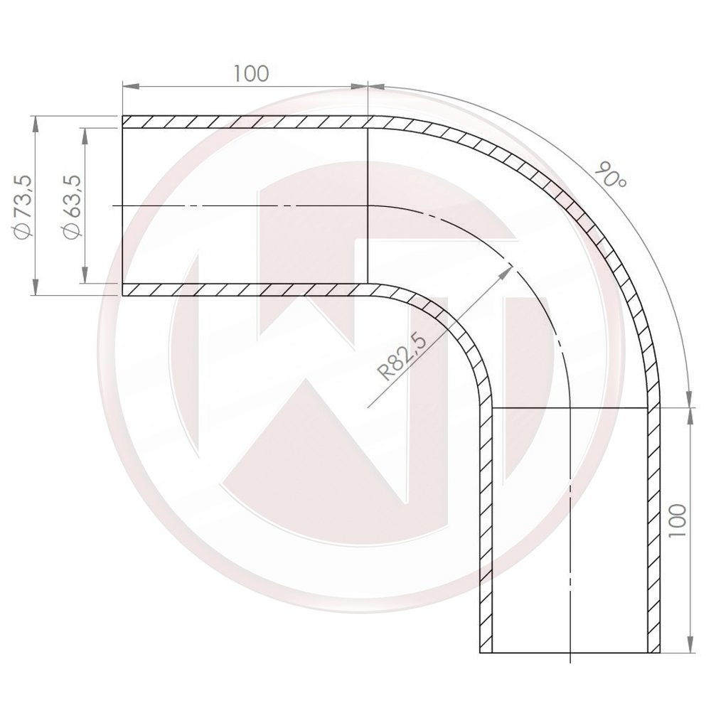 Wagner Tuning Ø63,5mm Silikonschlauch 90° Bogen schwarz
