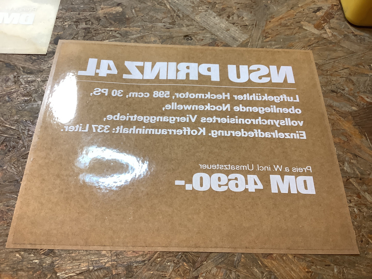 Aufkleber NSU Prinz 4L