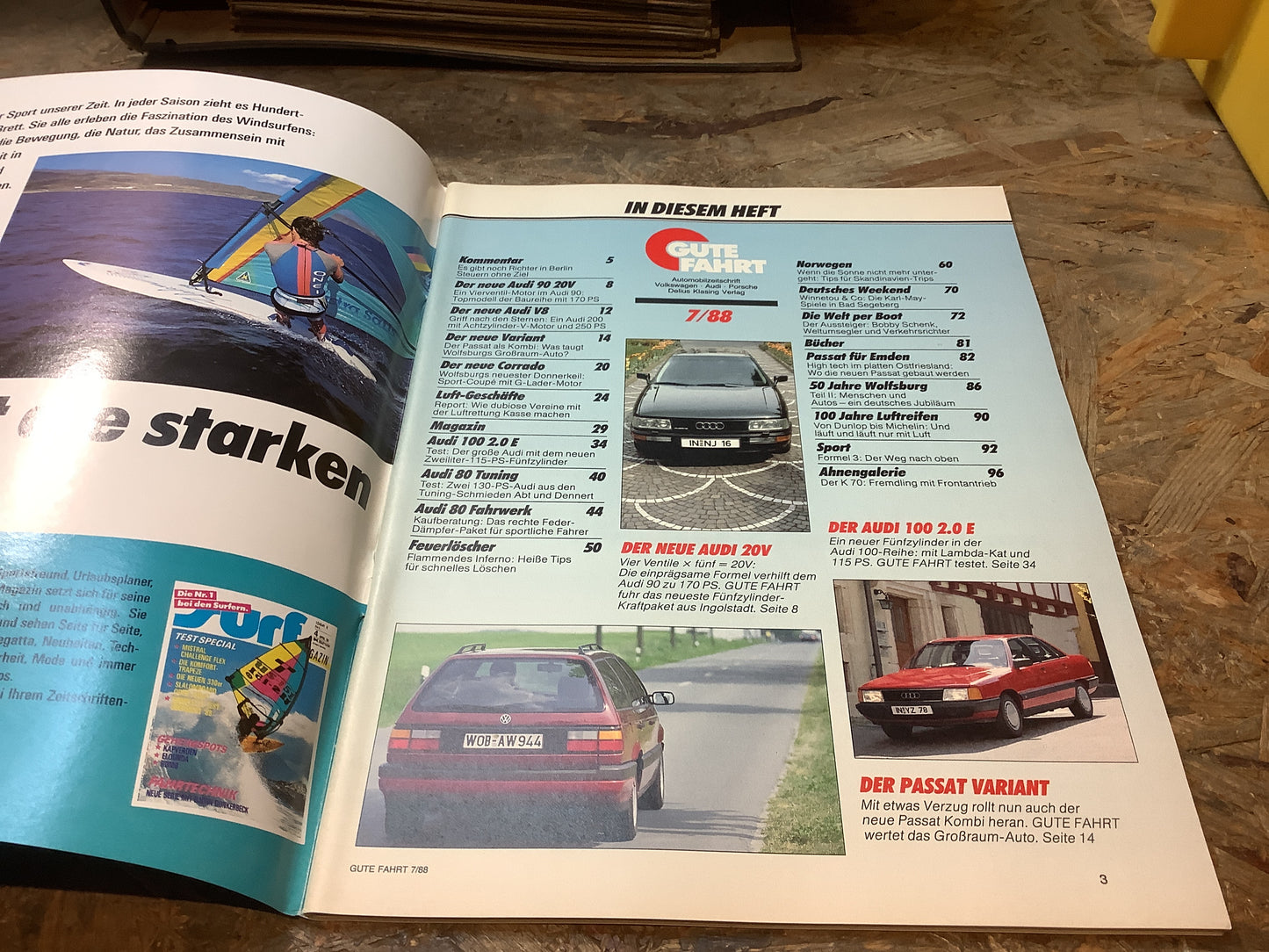 Gute Fahrt der neue Passat Variant, der Neue Quattro 20V Zeitschrift Ausgabe 7/88