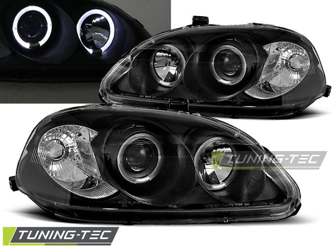 Tuning-Tec LED Angel Eyes Scheinwerfer für Honda Civic 95-99 schwarz