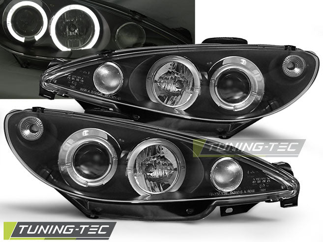 Tuning-Tec LED Angel Eyes Scheinwerfer für Peugeot 206 98-02 schwarz