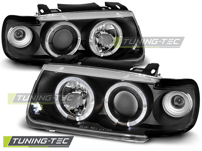 Tuning-Tec LED Angel Eyes Scheinwerfer für VW Polo 6N 94-99 schwarz