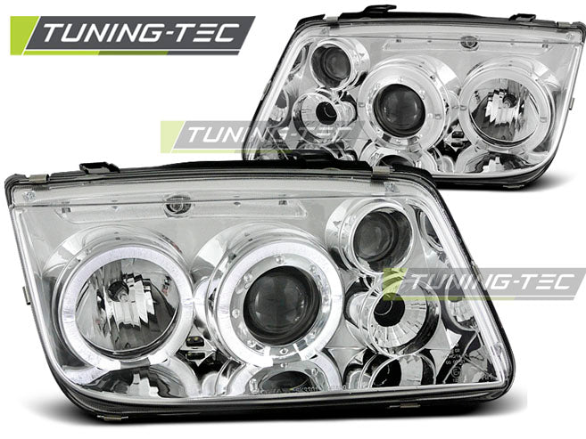 Tuning-Tec LED Angel Eyes Scheinwerfer für VW Bora 98-05 chrom