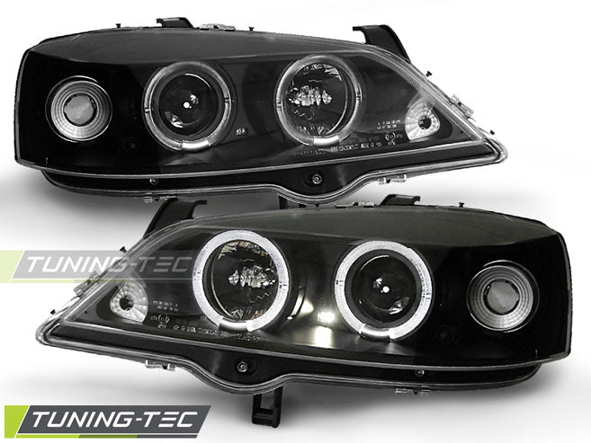 Tuning-Tec LED Angel Eyes Scheinwerfer für Opel Astra G 98-04 schwarz