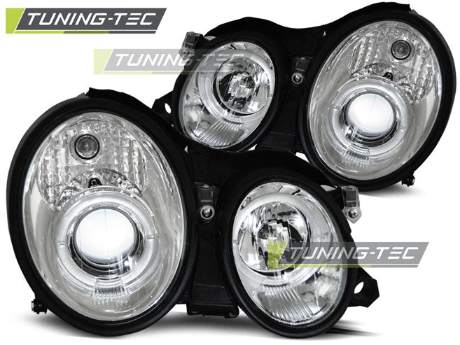 Tuning-Tec LED Angel Eyes Scheinwerfer für Mercedes Benz CLK W208 97-02 chrom