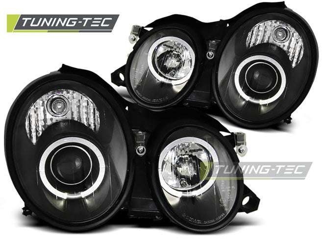 Tuning-Tec LED Angel Eyes Scheinwerfer für Mercedes Benz CLK W208 97-02 schwarz