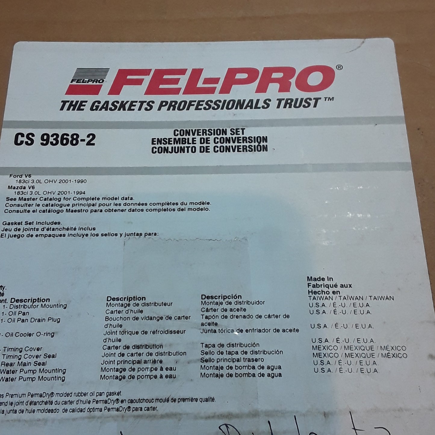 Ford V6 / Mazda V6 Umrüstdichtungssatz original Fel-Pro NEU