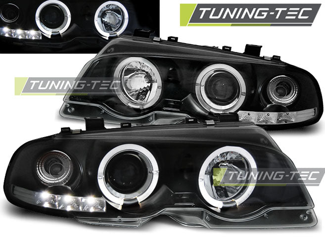 Tuning-Tec LED Angel Eyes Scheinwerfer für BMW E46 Coupe 99-03 schwarz Set