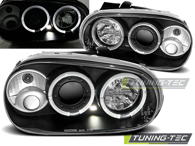 Tuning-Tec LED Angel Eyes Scheinwerfer für VW Golf 4 97-03 schwarz