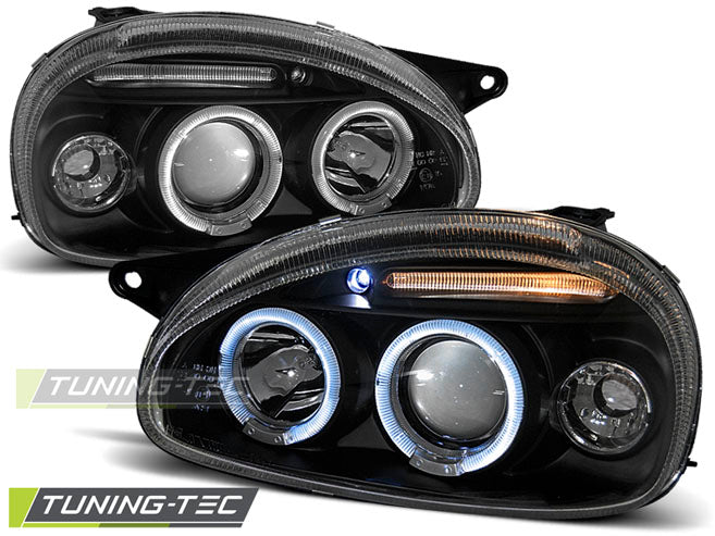 Tuning-Tec LED Angel Eyes Scheinwerfer für Opel Corsa B 93-00 schwarz