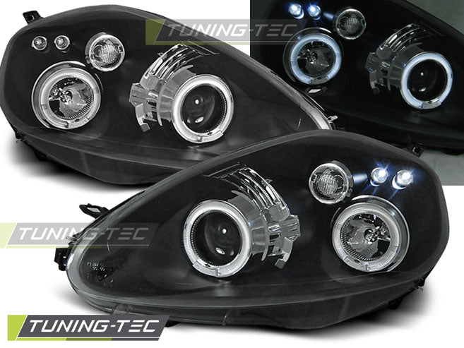 Tuning-Tec LED Angel Eyes Scheinwerfer für Fiat Grande Punto 05-08 schwarz