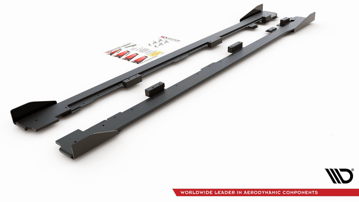 Maxton Robuste Racing Seitenschweller Ansatz für für + Flaps Volkswagen Golf GTI Mk6 schwarz Hochglanz