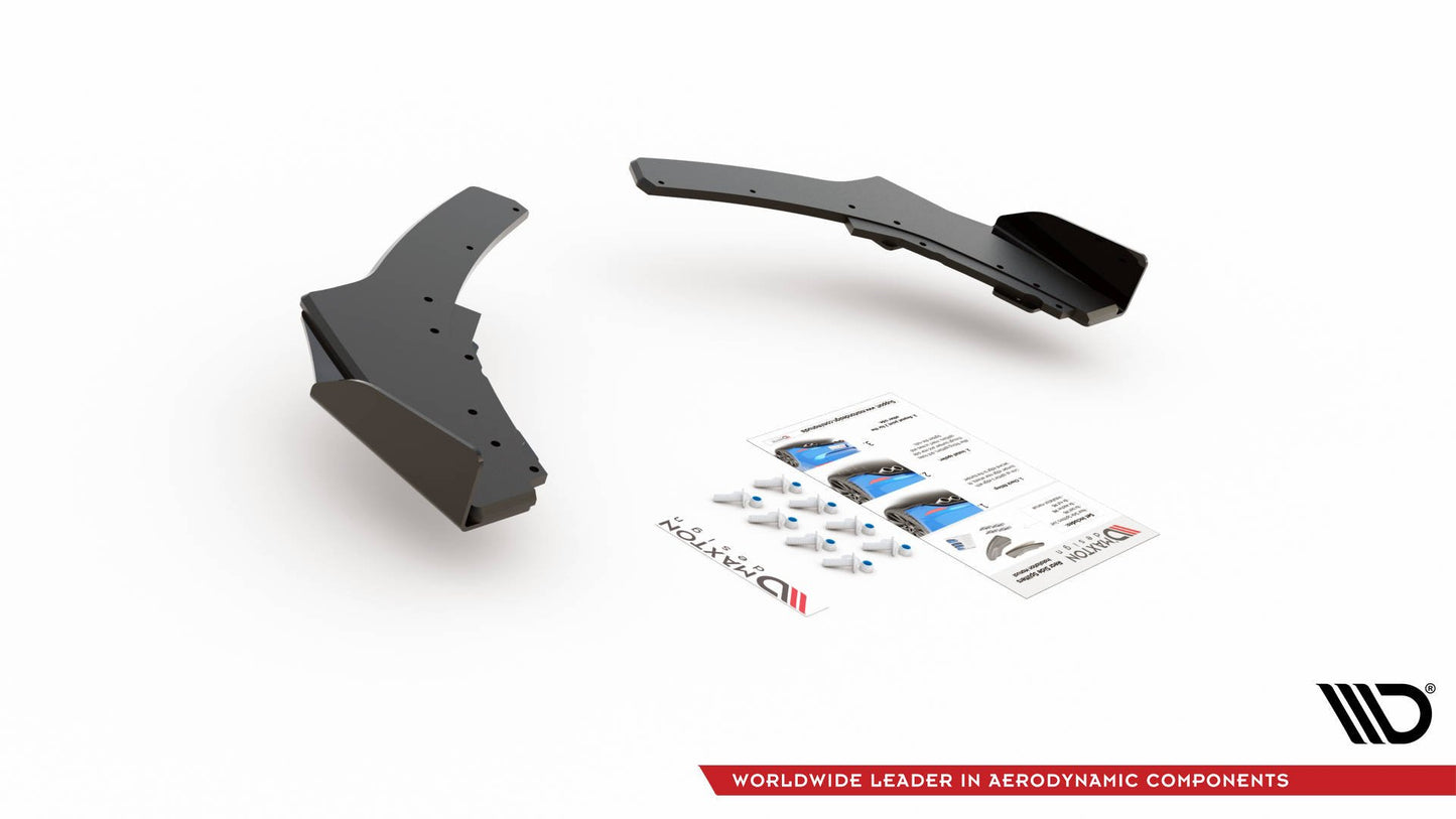 Maxton Robuste Racing Heck Ansatz Flaps Diffusor V.2 +Flaps für BMW 1er F20 M140i schwarz Hochglanz