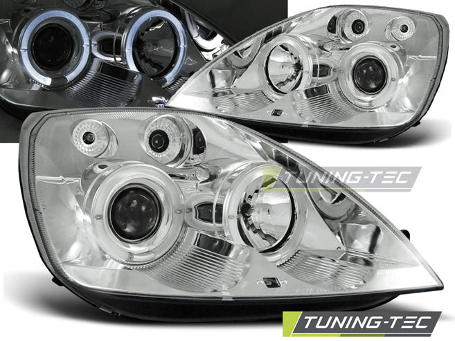 Tuning-Tec LED Angel Eyes Scheinwerfer für Ford Fiesta MK6 02-05 chrom
