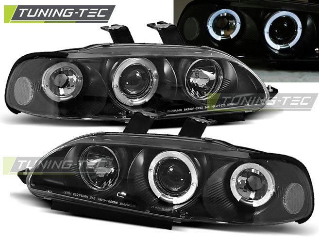Tuning-Tec LED Angel Eyes Scheinwerfer für Honda Civic 4 Türer 91-95 schwarz