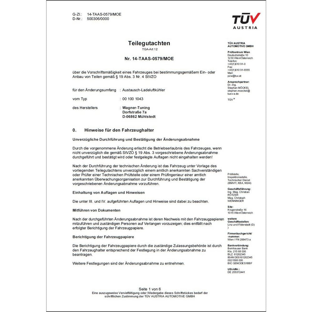 Wagner Tuning Competition Ladeluftkühler Kit EVO 1 für BMW 335i