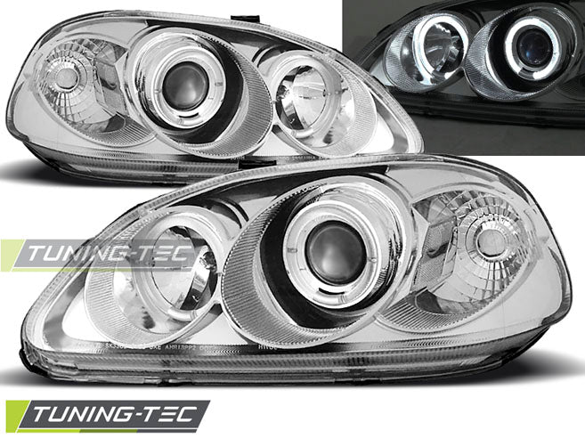 Tuning-Tec LED Angel Eyes Scheinwerfer für Honda Civic 99-01 chrom