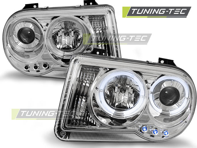 Tuning-Tec LED Angel Eyes Scheinwerfer für Chrysler 300C 05-10 chrom