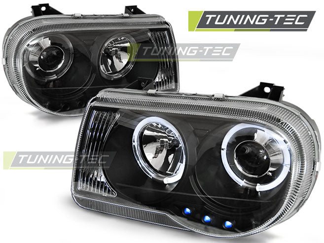 Tuning-Tec LED Angel Eyes Scheinwerfer für Chrysler 300C 05-10 schwarz
