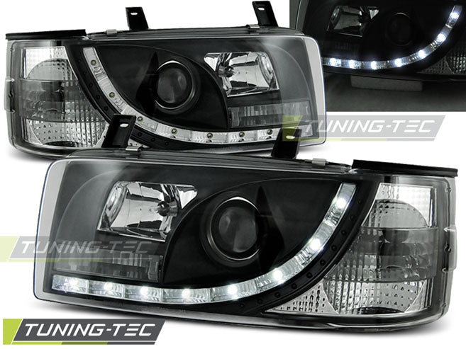 Tuning-Tec LED Tagfahrlicht Scheinwerfer für VW T4 90-03 (kurzer Vorderwagen) schwarz
