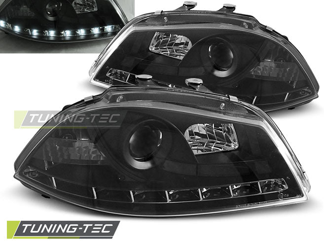 Tuning-Tec LED Tagfahrlicht Scheinwerfer für Seat Ibiza 6L 02-08 schwarz