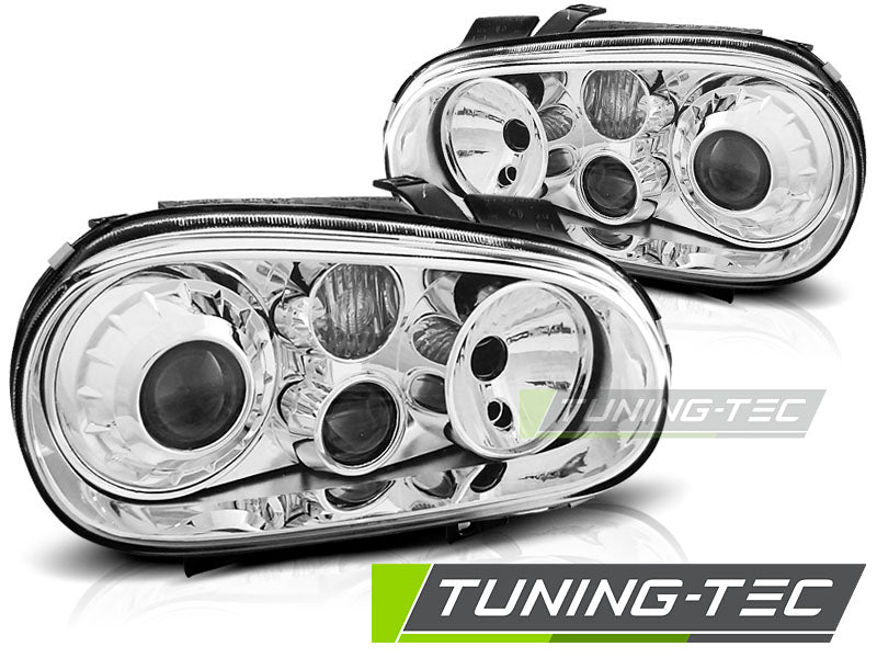 Tuning-Tec R32 Design Klarglas Scheinwerfer für VW Golf 4 97-03 chrom