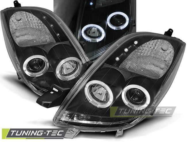 Tuning-Tec LED Angel Eyes Scheinwerfer für Toyota Yaris 06-09 schwarz