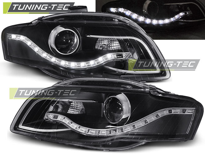 Tuning-Tec LED Tagfahrlicht Scheinwerfer für Audi A4 B7 05-08 schwarz