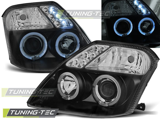 Tuning-Tec LED Angel Eyes Scheinwerfer für Citroen C2 03-10 schwarz