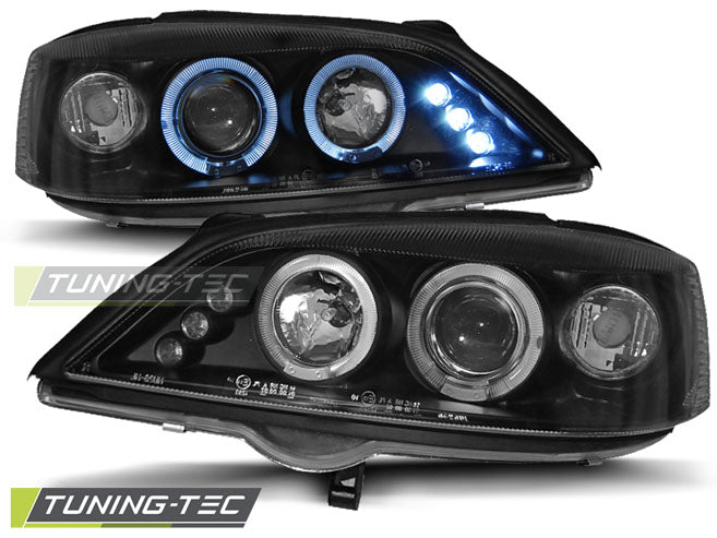 Tuning-Tec LED Angel Eyes Scheinwerfer für Opel Astra G 98-04 schwarz