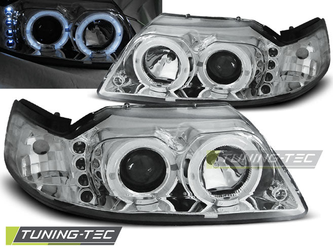 Tuning-Tec LED Angel Eyes Scheinwerfer für Ford Mustang III 98-04 chrom