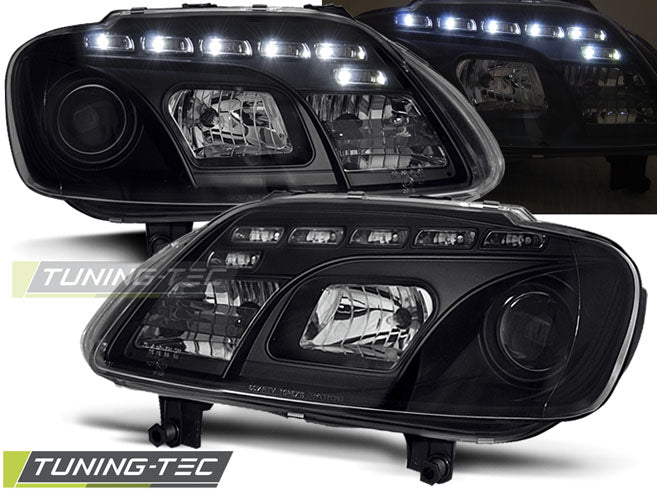 Tuning-Tec LED Tagfahrlicht Scheinwerfer für VW Touran 1T / Caddy 03-06 schwarz