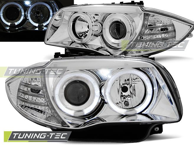 Tuning-Tec LED Angel Eyes Scheinwerfer für BMW 1er E81, E82, E87, E88 04-11 chrom