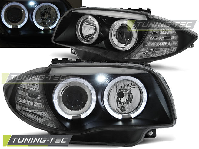 Tuning-Tec LED Angel Eyes Scheinwerfer für BMW 1er E81, E82, E87, E88 04-11 schwarz