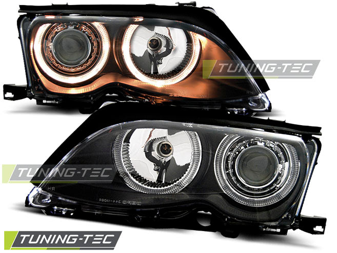 Tuning-Tec LED Angel Eyes Scheinwerfer für BMW 3er E46 01-05 schwarz Set