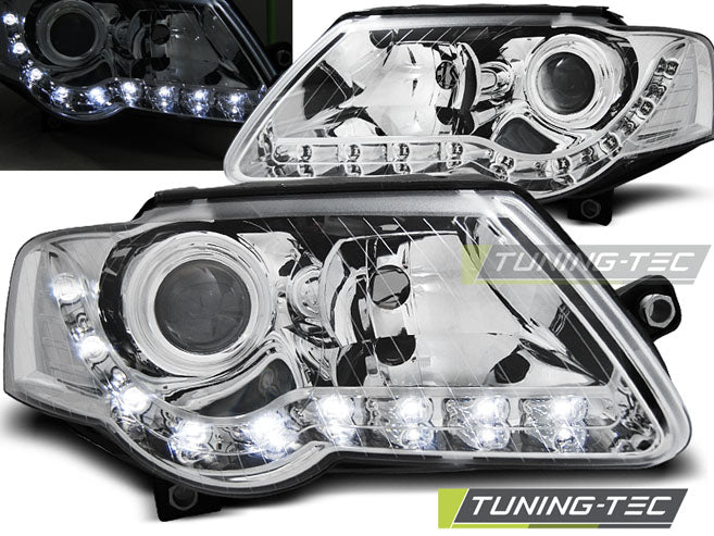 Tuning-Tec LED Tagfahrlicht Scheinwerfer für VW Passat 3C B6 05-10 chrom