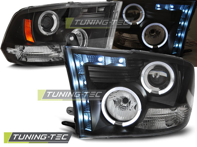 Tuning-Tec LED Angel Eyes Scheinwerfer für Dodge RAM 09-18 schwarz