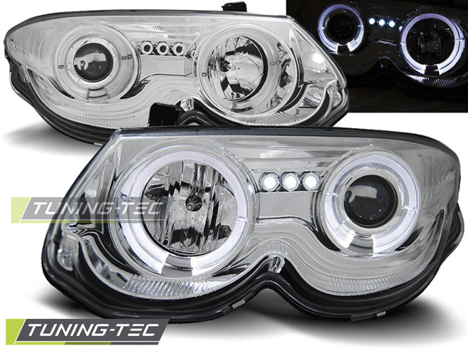 Tuning-Tec LED Angel Eyes Scheinwerfer für Chrysler 300M 99-04 chrom