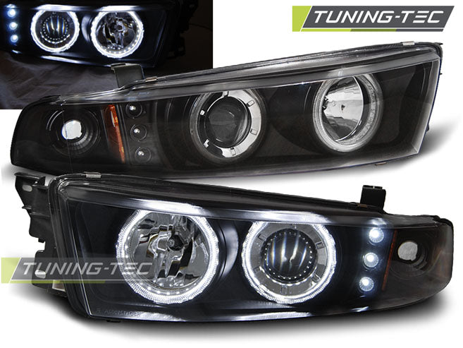 Tuning-Tec CCFL Angel Eyes Scheinwerfer für Mitsubishi Galant EA0 96-06 schwarz