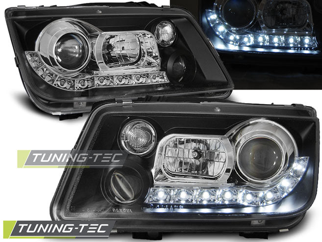 Tuning-Tec LED Tagfahrlicht Scheinwerfer für VW Bora 98-05 schwarz