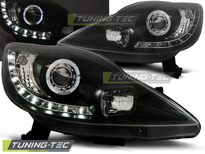 Tuning-Tec LED Angel Eyes Scheinwerfer für Peugeot 107 05-11 schwarz