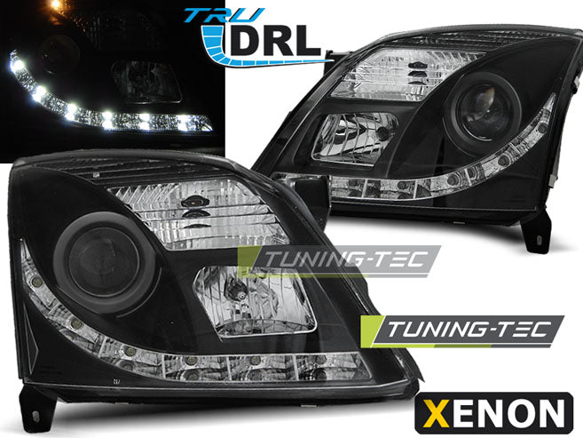 Tuning-Tec Xenon LED Tagfahrlicht Scheinwerfer für Opel Vectra C / Signum 02-05 schwarz
