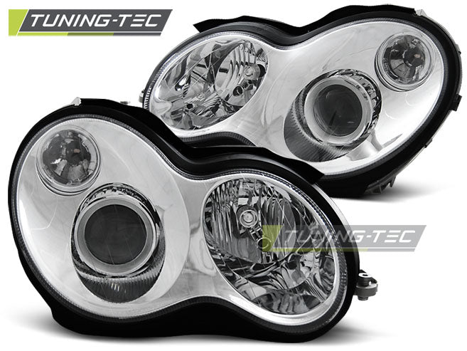 Tuning-Tec Klarglas Scheinwerfer für Mercedes Benz C-Klasse W203 00-04 chrom