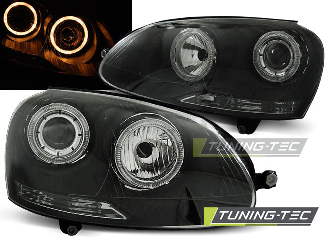 Tuning-Tec LED Angel Eyes Scheinwerfer für VW Golf 5 03-09 schwarz