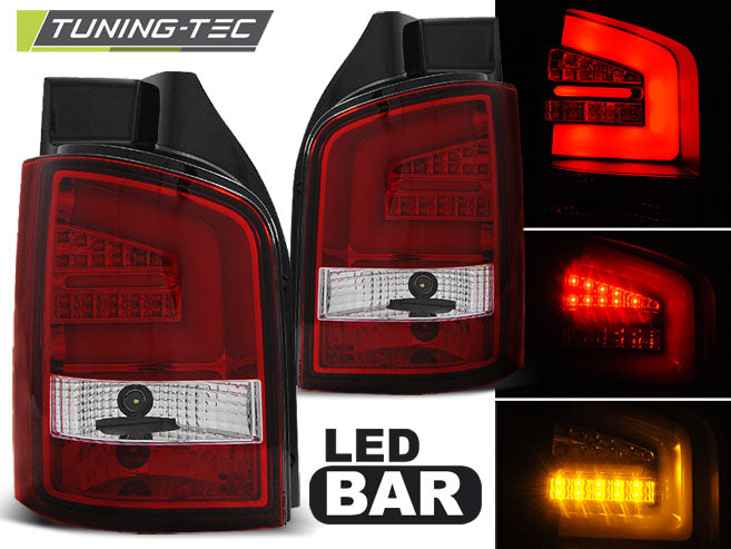 Tuning-Tec LED Lightbar Rückleuchten für VW T5 03-09 rot/klar (Heckklappe)