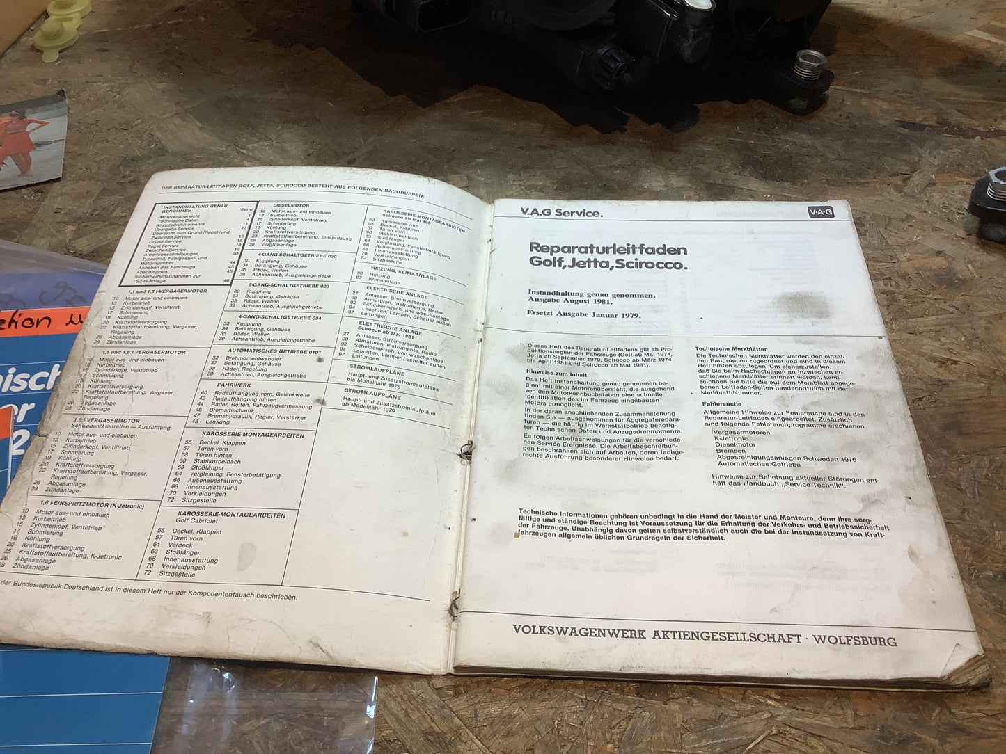 V.A.G Reperaturleitfaden Golf, Jetta, Scirocco Ausgabe August 1981