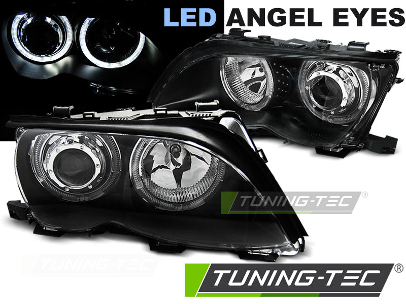 Tuning-Tec LED Angel Eyes Scheinwerfer für BMW 3er E46 01-05 schwarz Set