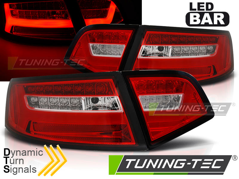 Tuning-Tec LED Lightbar Rückleuchten für Audi A6 4F (C6) Facelift 08-11 Limousine rot/klar