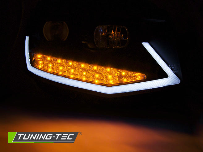 Tuning-Tec LED Tagfahrlicht Scheinwerfer für VW T6 15-19 schwarz mit dynamischem LED Blinker