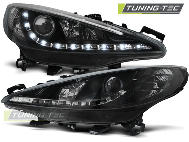 Tuning-Tec LED Tagfahrlicht Scheinwerfer für Peugeot 207 06-12 schwarz